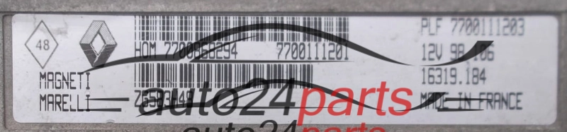 Μονάδα Ελέγχου Κινητήρα RENAULT CLIO 1.2 MAGNETI MARELLI 16319.184,  HOM 7700868294, 7700111201, PLF 7700111203 