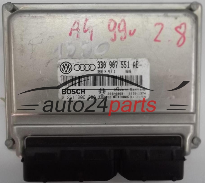 MOTORSTEUERGERÄT ECU STEUERGERÄT AUDI A4 2.8 V6 3B0907551AE, 3B0 907 551 AE, BOSCH 0281206388, 0 281 206 388
