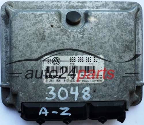 ECU ENGINE CONTROLLER VW VOLKSWAGEN GOLF BORA 1.9 TDI 038906018BL, 038 906 018 BL, BOSCH 0 281 001 845, 0281001845, DIESEL 2128, 28SA3791