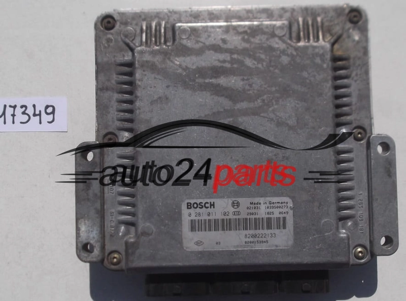 ECU CENTRALITA DE MOTOR RENAULT LAGUNA 1.9 DCI BOSCH 0 281 011 102, 0281011102 8200222133, 8200153945, 1039S00273