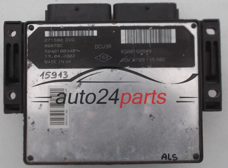 CENTRALINA MOTORE RENAULT KANGOO 1.9 D R04010034B, 8200150549, HOM 7 700 115 802, HOM7700115802, 7700115802