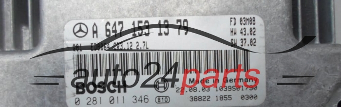 KOMPUTER STEROWNIK SILNIKA MERCEDES W211 E270 2.7 CDI BOSCH 0281011346, 0 281 011 346, A6471531379, 6471531379, A 647 153 13 79
