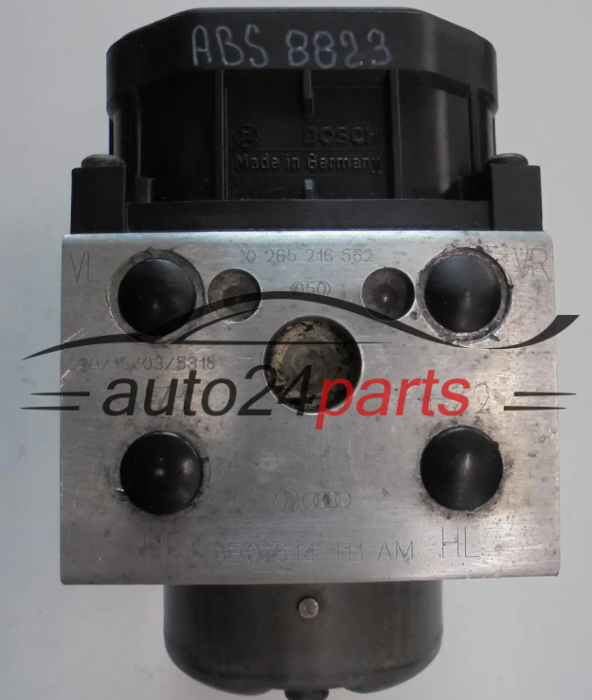 Pompe ABS et calculateur VOLKSWAGEN AUDI A4 PASSAT BOSCH 0 265 216 562, 0265216562, 8E0 614 111 AM, 8E0614111AM, 0 273 004 282, 0273004282