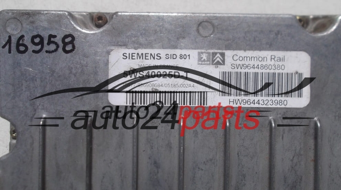 CENTRALINA DO MOTORE CITROEN PEUGEOT 2.0 HDI SIEMENS 5WS40025D-T 5WS40025DT SW9644860380 HW9644323980