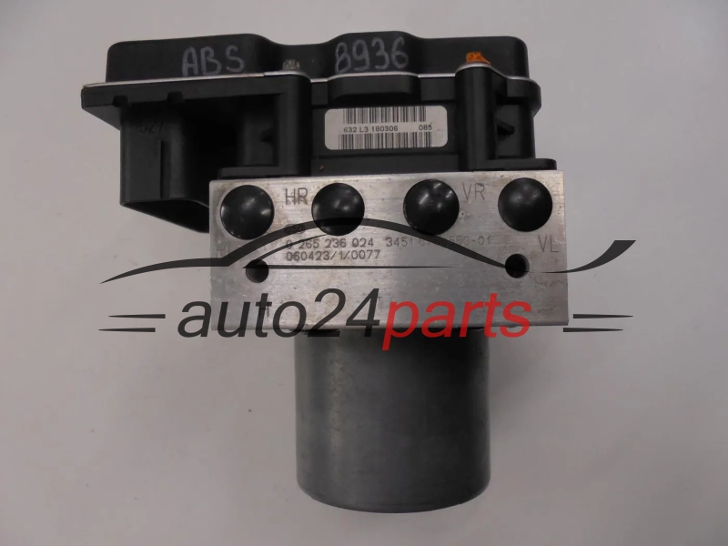 ABS Pump BMW 5 E60 61 BOSCH 0 265 236 024, 0265236024, 3451 6768550-01, 3451676855001, 0 265 950 668, 0265950668, 3451 6775746-01, 3451677574601