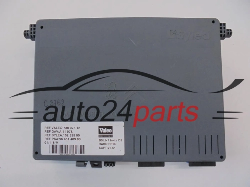 CENTRALKA MODUL BSI CITROEN PEUGEOT VALEO 730 075 12, 73007512, 96 451 489 80, 9645148980, 01 152 335 00, 0115233500, SOFT V3.51