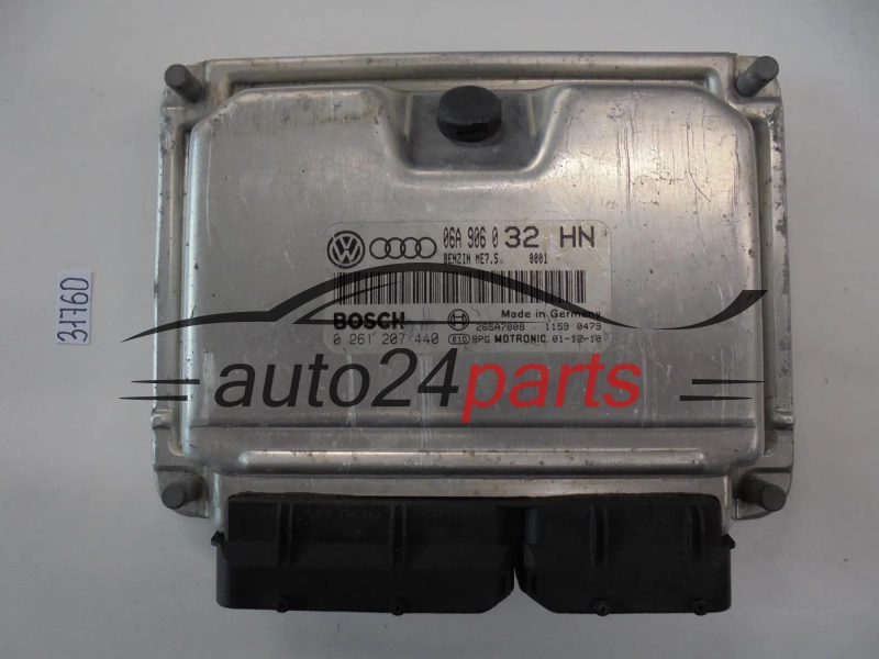 KOMPUTER STEROWNIK SILNIKA AUDI A3 SEAT SKODA VW GOLF 06A906032HN, 06A 906 032 HN, BOSCH 0261207440, 0 261 207 440 BENZIN ME7.5