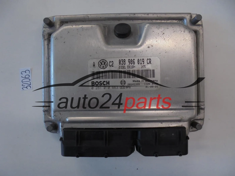 KOMPUTER STEROWNIK SILNIKA VW VOLKSWAGEN GOLF 1.9 TDI 038906019CR 038 906 019 CR, BOSCH 0 281 010 663, 0281010663, DIESEL EDC15P+ 1475 28SA5399