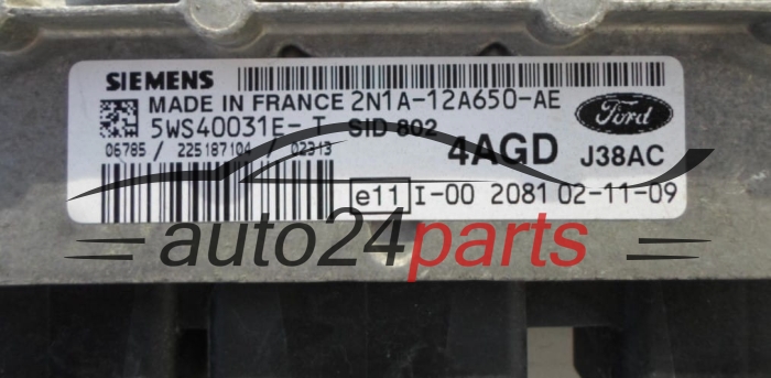 ECU ENGINE CONTROLLER  FORD  1.4 TDCI SIEMENS  5WS40031ET,  2N1A12A650AE, 4AGD, SID802