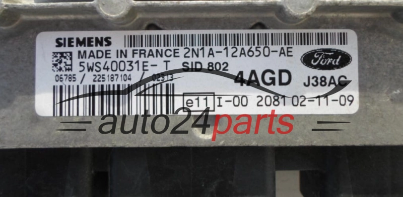ECU ENGINE CONTROLLER  FORD  1.4 TDCI SIEMENS  5WS40031ET,  2N1A12A650AE, 4AGD, SID802