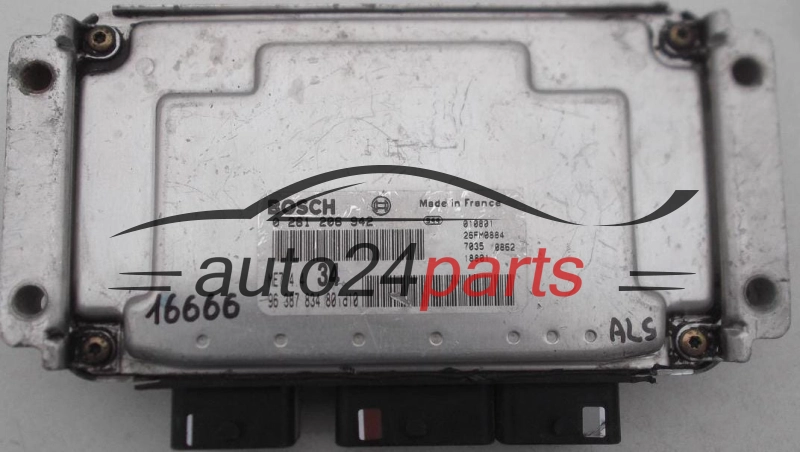 Μονάδα Ελέγχου Κινητήρα PEUGEOT 206 1.6 BOSCH 0 261 206 942, 0261206942, 96 387 834 80 id10, 9638783480 id10, ME7.4.4 34