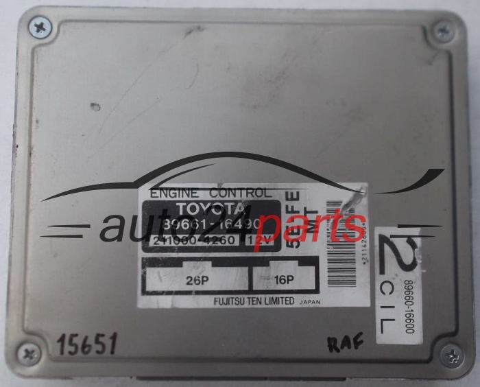 Centralina motore TOYOTA PASEO 1.5, 89661-16490, 8966116490, 211000-4260, 2110004260, 5E-FE MT, 5EFEMT
