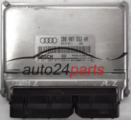 KOMPUTER STEROWNIK SILNIKA AUDI A6 2.4 AML 3B0907552AN, 3B0 907 552 AN, BOSCH 0261207017, 0 261 207 017 BENZIN ME7.1 0001 