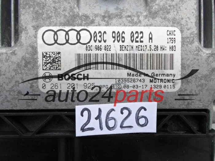 VW VOLKSWAGEN BOSCH 0 261 201 925, 0261201925, 03C 906 022 A, 03C906022A, MED17.5.20 