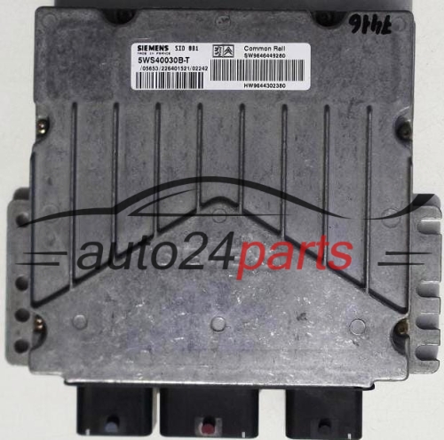 Calculateur Moteur CITROEN PEUGEOT SIEMENS 5WS40030B-T,  SW 9646449280, HW 9644302380