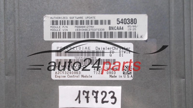 Μονάδα Ελέγχου Κινητήρα CHRYSLER DODGE CALIBER 2.0 SIEMENS VDO A2C53240963, SIM90E, P04692101AE
