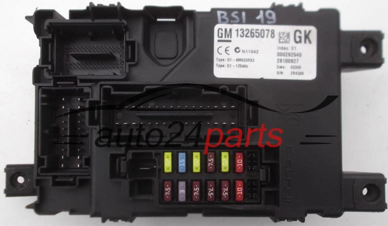 SKRZYNKA ELEKTRYCZNA PRZEKAŻNIKÓW I BEZPIECZNIKÓW MODUŁ NADWOZIA CENTRALKA KOMFORTU BSI OPEL CORSA D 13265078 GK