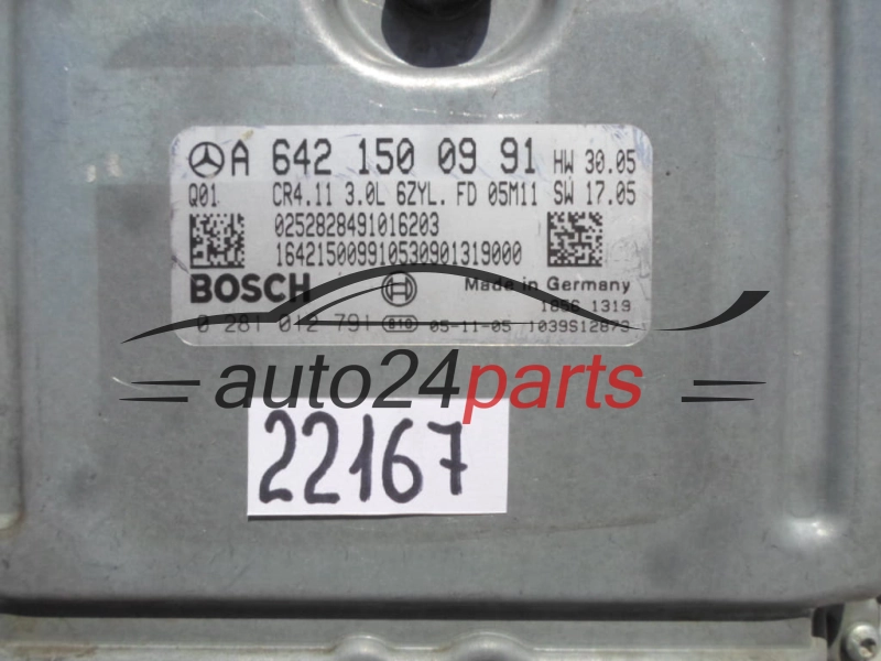 CALCULATEUR MOTEUR MERCEDES W164 3.0 CDI BOSCH 0 281 012 791, 0281012791, A 642 150 09 91, A6421500991, CR4.11 