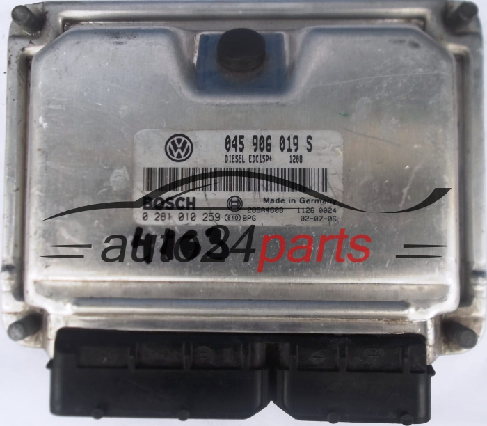 MOTORSTEUERGERÄT ECU STEUERGERAT VW VOLKSWAGEN LUPO 1.4 TDI 045906019S, 045 906 019 S BOSCH 0281010259, 0 281 010 259 DIESEL EDC15P+ 1208