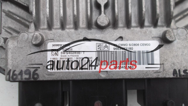 Μονάδα Ελέγχου Κινητήρα CITROEN C2 1.4 HDI SIEMENS SID806 5WS40285E-T 9663483180, 9653461880 