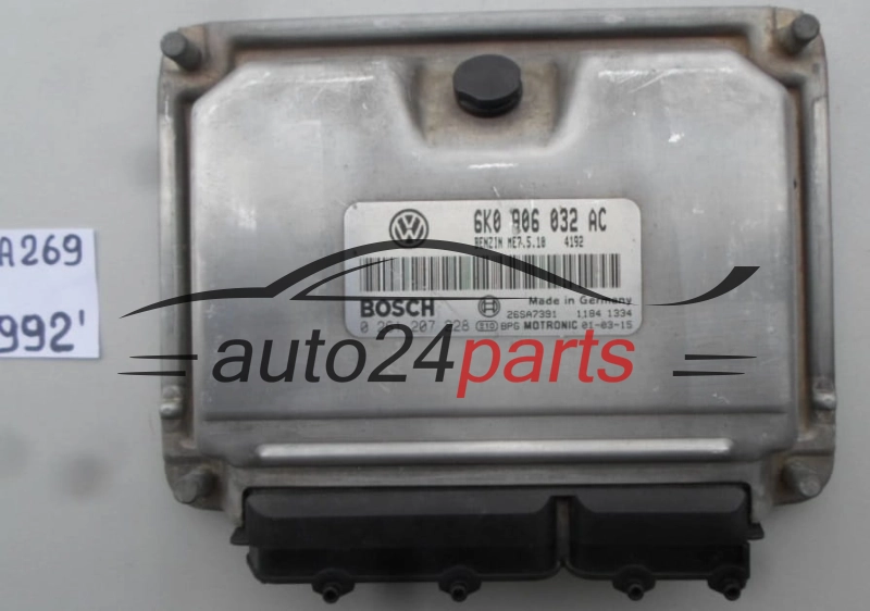 SEAT IBIZA 1.4 8V MPI, 6K0 906 032 AC, 6K0906032AC, BOSCH 0 261 207 228, 0261207228, 26SA7391, ME7.5.10 