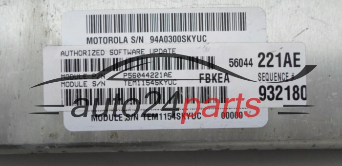 ECU ENGINE CONTROLLER  CHRYSLER 3.7L Motorola P56044221AE,  932180, FBKEA