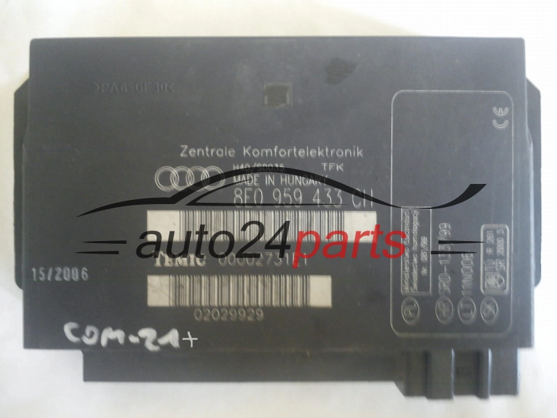 CONFORT MODULE ZENTRALE KOMFORTELEKTRONIK AUDI A4 8E0959433CH, 8E0 959 433 CH, TEMIC 00002731E1
