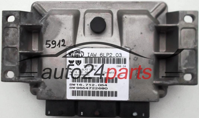 CENTRALINA DO MOTORE PEUGEOT 206 1.4 MAGNETI MARELLI IAW 6LP2.03,  HW 16.631.044, 9647498180, SW 16.712.054,  9654722680