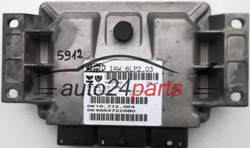 CENTRALINA DO MOTORE PEUGEOT 206 1.4 MAGNETI MARELLI IAW 6LP2.03,  HW 16.631.044, 9647498180, SW 16.712.054,  9654722680