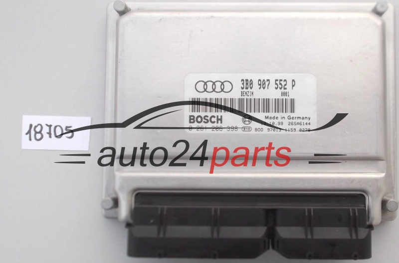 KOMPUTER STEROWNIK SILNIKA AUDI A6 2.4 3B0907552P, 3B0 907 552 P, BOSCH 0261206398, 0 261 206 398 