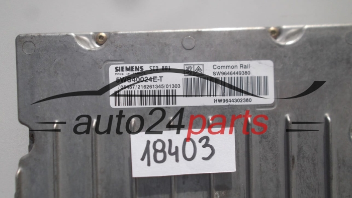 KOMPUTER STEROWNIK SILNIKA CITROEN PEUGEOT SIEMENS 5WS40024E-T, 5WS40024ET, SW 9646449380, HW 9644302380, SID801