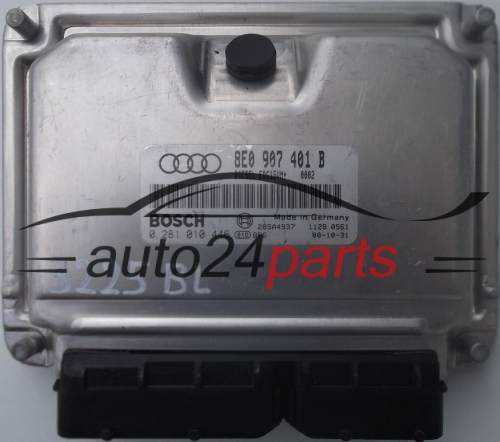 ECU ENGINE CONTROLLER AUDI A4 2.5 TDI 8E0907401B, 8E0 907 401 B, BOSCH 0281010446, 0 281 010 446, DIESEL EDC15UM+ 0002 28SA4937