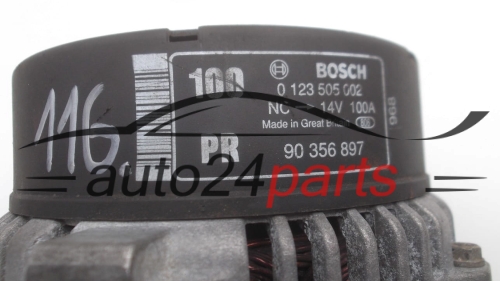 ALTERNATOR OPEL VECTRA B BOSCH 0123505002, 90356897 PR, 100A