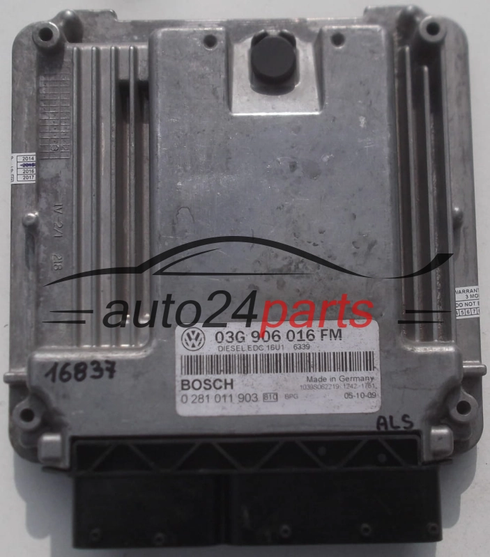Μονάδα Ελέγχου Κινητήρα VOLKSWAGEN GOLF JETTA 2.0 TDI BOSCH 0 281 011 903, 0281011903, 03G 906 016 FM, 03G906016FM