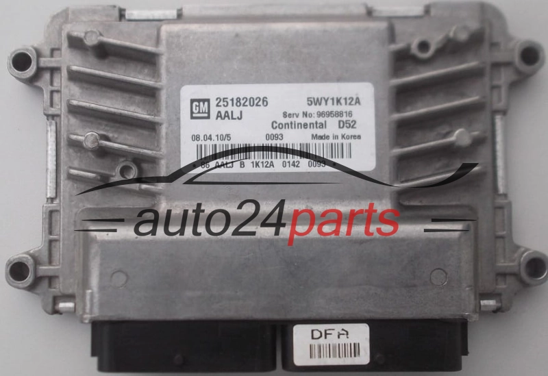 Μονάδα Ελέγχου Κινητήρα CHEVROLET SPARK 1.2 GM 25182026 AALJ, CONTINENTAL 5WY1K12A, D52