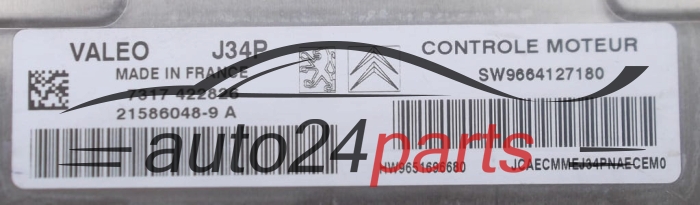 MOTORSTEUERGERÄT ECU STEUERGERÄT  CITROEN C2 C3 1.4 VALEO 215860489A, SW 9664127180, HW 9651696680