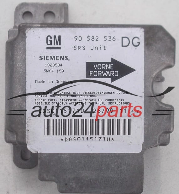 CENTRALITA AIRBAG MÓDULO DE CONTROL OPEL ASTRA G ZAFIRA A GM 90 582 536 DG, SIEMENS 5WK4190 