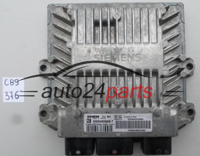 KOMPUTER STEROWNIK SILNIKA CITROEN C3 1.4 HDI SIEMENS 5WS40068B-T, 5WS40068BT, SW9650529880, HW9648624280, SID 804 
