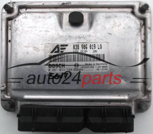ΜΟΝΑΔΑ ΕΛΕΓΧΟΥ ΚΙΝΗΤΗΡΑ VW VOLKSWAGEN SHARAN SEAT ALHAMBRA 1.9 TDI 038906019LQ, 038 906 019 LQ, BOSCH 0281011144, 0 281 011 144, DIESEL EDC15P+ 1594 1039S01466