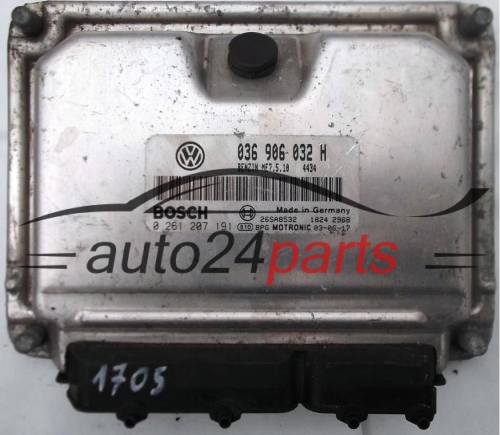 ECU ENGINE CONTROLLER SEAT LEON 1.4 16V 036906032H, BOSCH 0261207191, 26SA8532 1184 2098, BENZIN ME7.5.10 4434