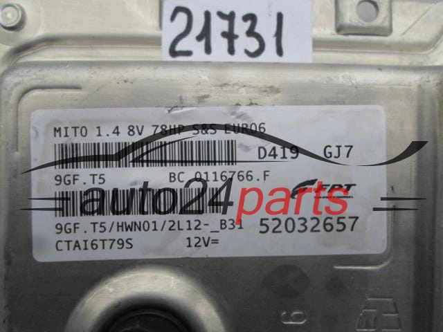 Centralina motore Alfa Romeo MiTo 52032657 9GF.T5