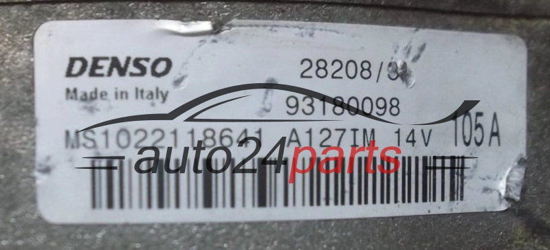 Alternador  1.9 CDTI OPEL ASTRA VECTRA SIGNUM ZAFIRA DENSO MS1022118641, 93180098