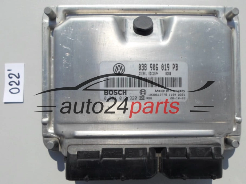 KOMPUTER STEROWNIK SILNIKA VOLKSWAGEN VW SKODA, AUDI 1.9 TDI, BOSCH 0281 012 920, BOSCH 0281012920, 038 906 019 PB, 038906019PB