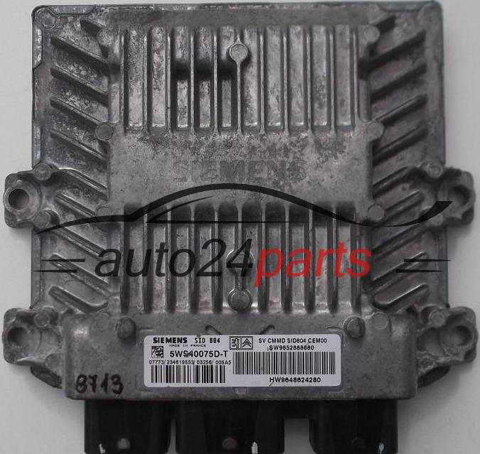 ECU ENGINE CONTROLLER  CITROEN C2 1.4 HDI SIEMENS 5WS40075D-T, SW 9652888680, HW 9648624280
