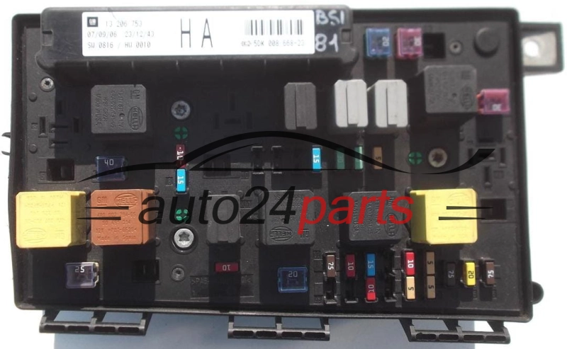 CAJA ELECTRICA DE FUSIBLES Y RELES OPEL GM 13 206 753 HA HELLA 5DK 008 668-23