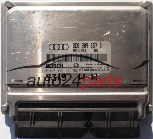 ECU CENTRALITA DE MOTOR AUDI A4 2.0 BOSCH 0261207753, 0 261 207 753, 8E0909557D, 8E0 909 557 D 