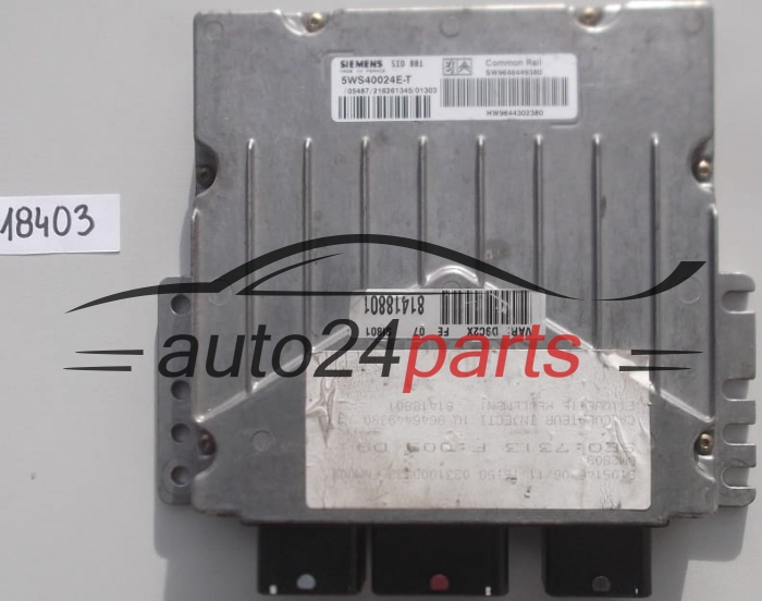 KOMPUTER STEROWNIK SILNIKA CITROEN PEUGEOT SIEMENS 5WS40024E-T, 5WS40024ET, SW 9646449380, HW 9644302380, SID801