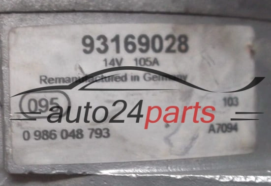 Alternatore 1.9 CDTI OPEL VECTRA C SIGNUM BOSCH 0986048793, 93169028