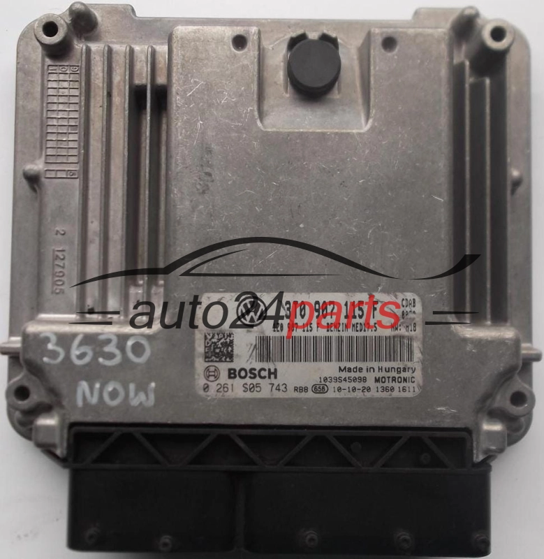 KOMPUTER STEROWNIK SILNIKA SKODA OCTAVIA 1.8 TSI 3T0907115F, 3T0 907 115 F, 1Z0907115F, 1Z0 907 115 F, BOSCH 0261S05743, 0 261 S05 743, BENZIN MED 17.5 CDAB