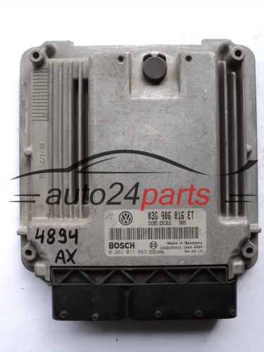MOTORSTEUERGERÄT ECU STEUERGERÄT VW VOLKSWAGEN GOLF 2.0 TDI 03G906016ET, 03G 906 016 ET, BOSCH 0281011843, 0 281 011 843, DIESEL EDC16U1 5803, 1039S05033
